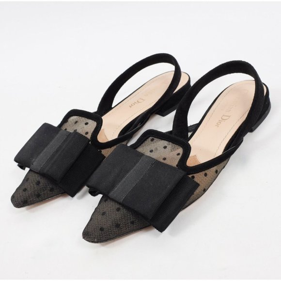 Dior Shoes - Christian Dior 35 US 5 shoes ballet flats black mesh bow slingback mules